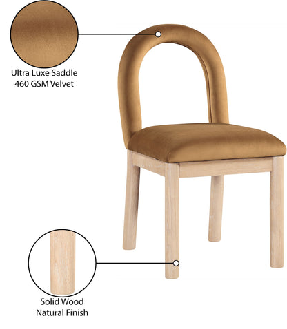 Conrad - Velvet Dining Chair With Natural Legs - Saddle
