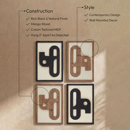 Arid - 4 Piece Two-Color Wall Art - Natural