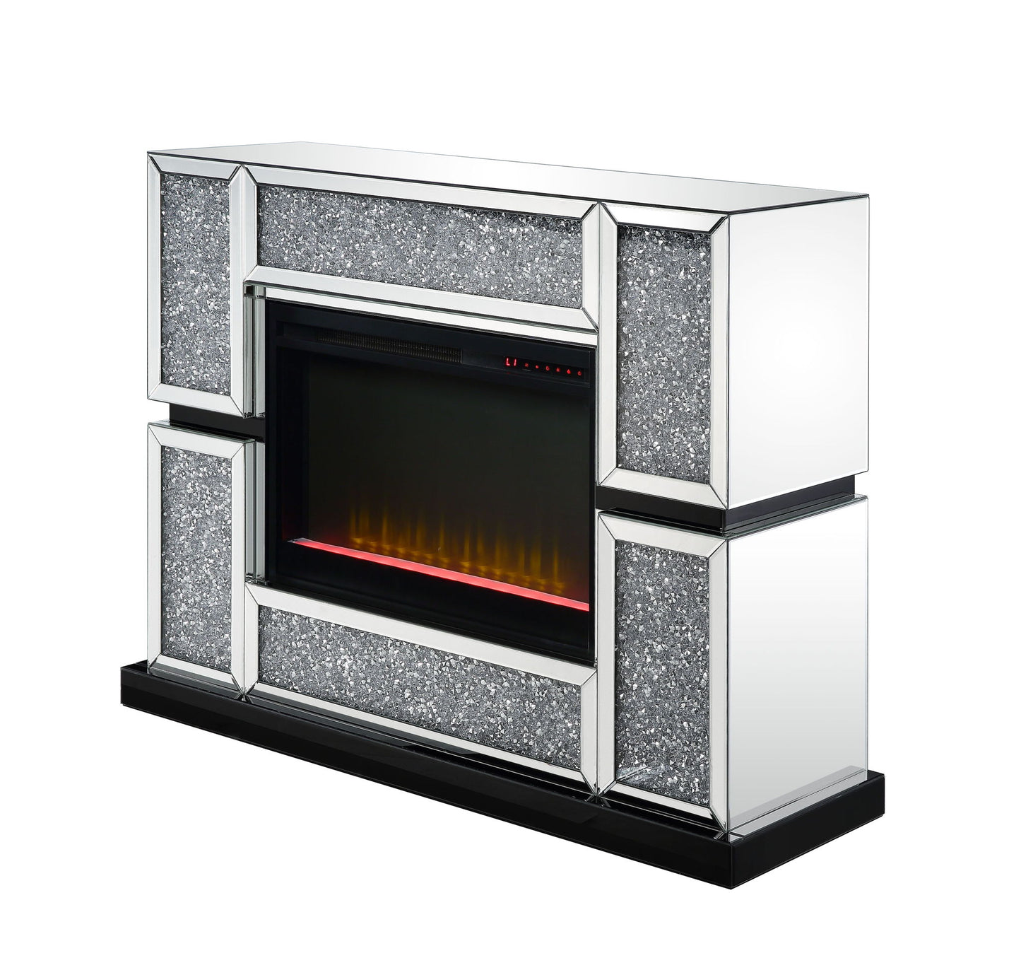Noralie - 48" X 15" Fireplace - Mirrored & Faux Diamonds
