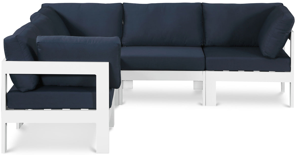 Nizuc - Outdoor Patio 5 Piece Modular Sectional With White Frame