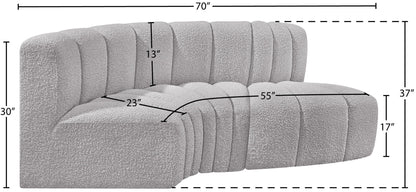 Arc - Boucle Fabric 3 Piece Modular L-Shaped Sofa