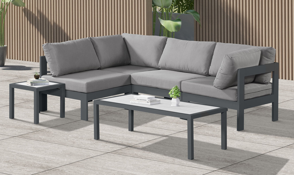 Nizuc - Outdoor Patio 4 Piece Modular Sectional With Gray Frame