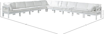 Nizuc - Outdoor Patio 10 Piece Modular Sectional With White Frame