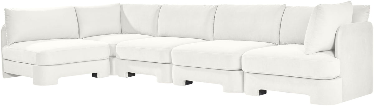 Hammond - Velvet Performance Fabric Upholstered 5 Piece L-Shaped Sectional
