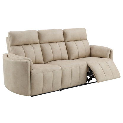 Elison - Motion Sofa - Dark Beige Polish Microfiber