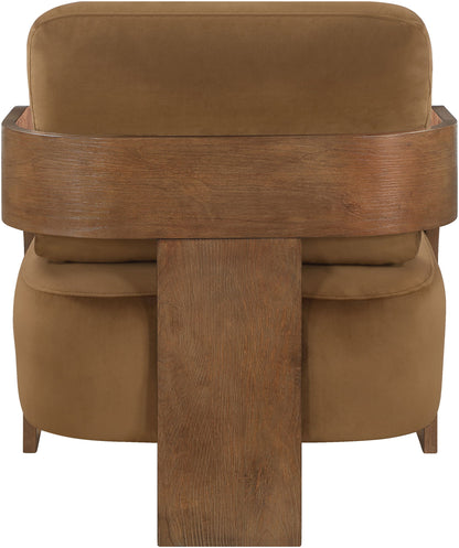 Cedra - Velvet Performance Fabric Upholstered Accent Chair - Brown Frame