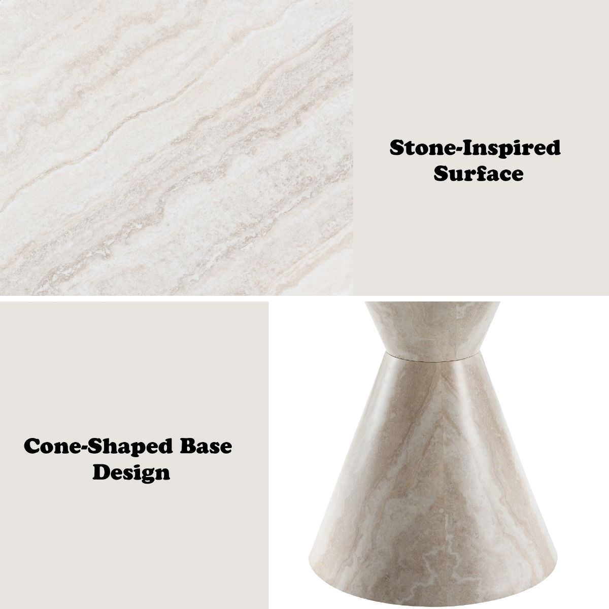 Ogin - Round Dining Table - Marble Print & Natural