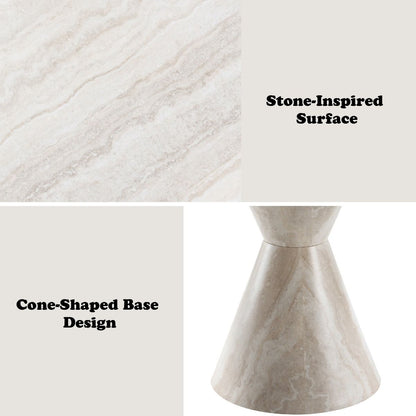 Ogin - Round Dining Table - Marble Print & Natural