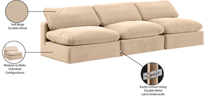 Comfy - Velvet Modular Armless Sofa 3 Seats
