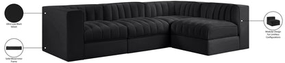 Rummi - Velvet Performance Fabric Upholstered 4 Piece Modular Sectional