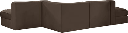 Rummi - Rounded Velvet Performance Fabric Upholstered 5 Piece Modular Sectional