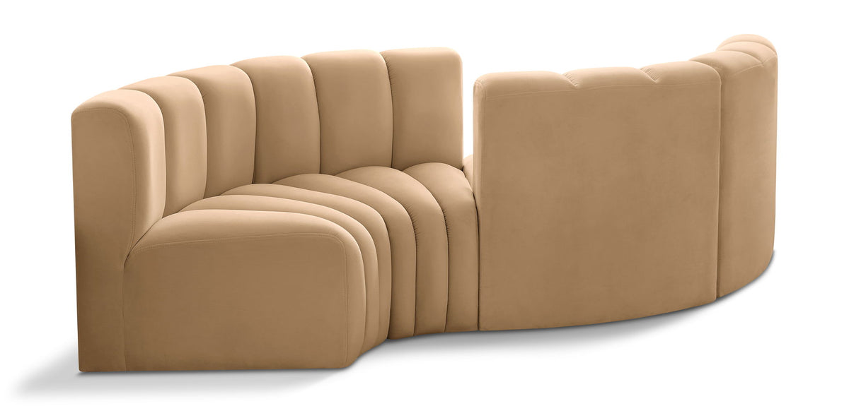 Arc - Velvet 4 Piece Curved Modular Sofa
