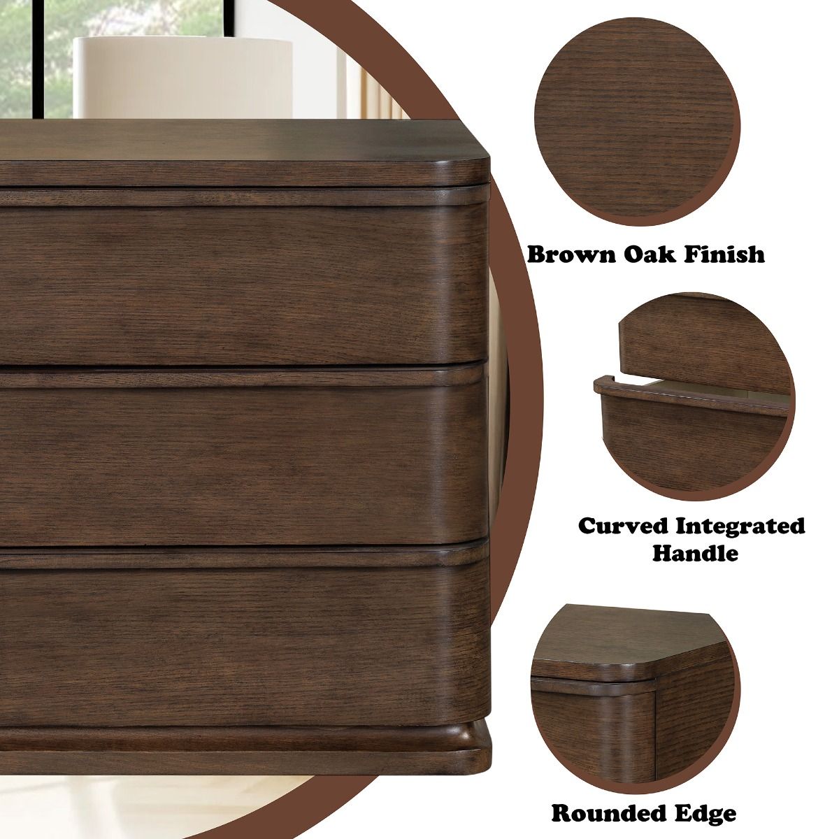 Zoey - Nightstand - Brown Oak
