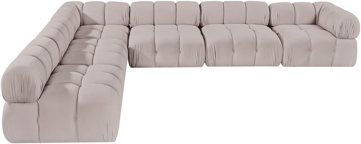 Orin - Velvet 6 Piece Modular L-Shaped Sectional