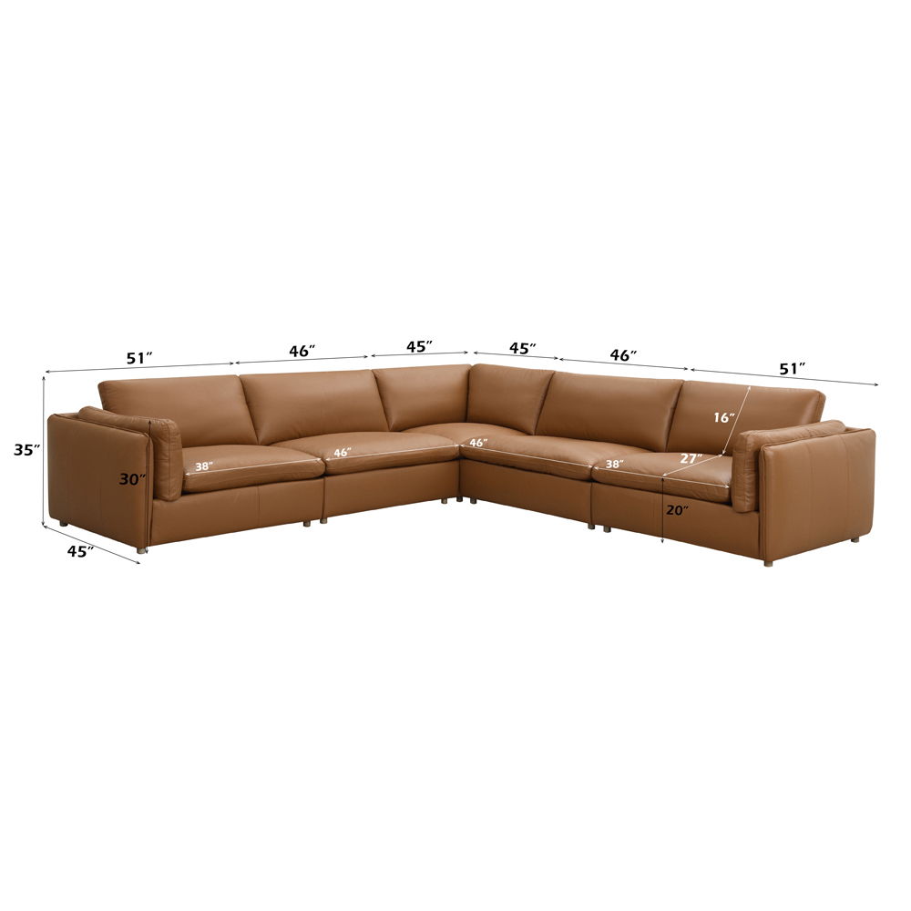 Brighton - Modular Armless Chair - Brown Top Grain Leather