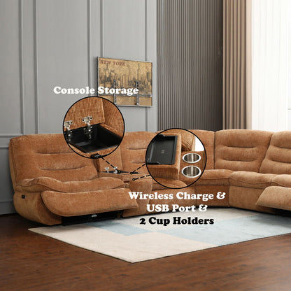 Emmy - Power Motion Sectional Sofa - Orange Chenille