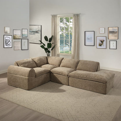 Almano - Modular Armless Chair - Light Brown Chenille