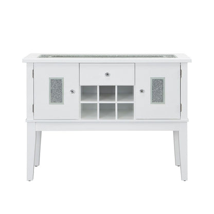 Elizaveta - Server - Faux Crystal Diamonds & White High Gloss