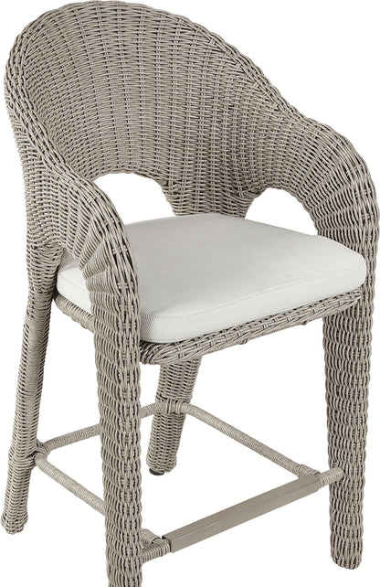 Seacrest - Olefin Water Resistant Fabric And Wicker Outdoor Patio Bar Stool