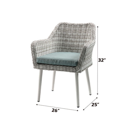 Tashay - 3 Piece Patio Bistro Set - Green Fabric & Beige Wicker