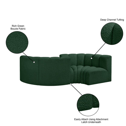 Arc - Boucle Fabric 4 Piece Curved Modular Sofa