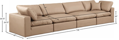 Comfy - Faux Leather Modular Sofa 4 Pieces - Tan