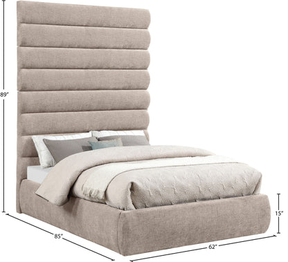Adam - Chenille Fabric Bed With 89" Headboard