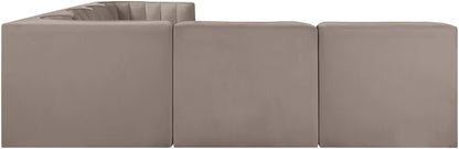 Rummi - Velvet Performance Fabric Upholstered 6 Piece Modular Sectional