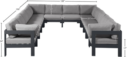 Nizuc - Outdoor Patio 12 Piece Modular Sectional With Gray Frame