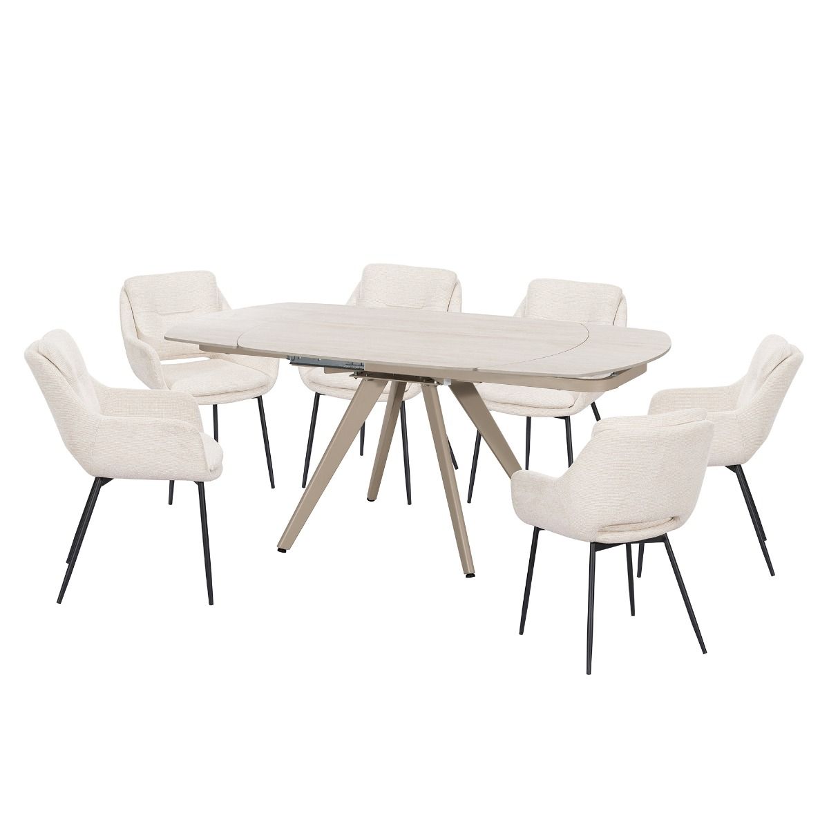Bexley - Dining Table With Ceramic Top - Cream