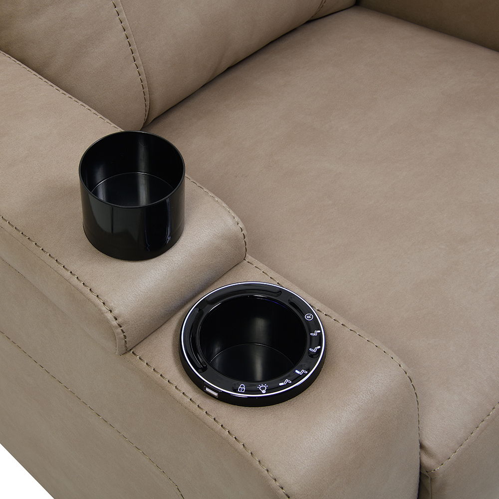 Lugo - Power Motion Recliner With Cup Holder - Camel
