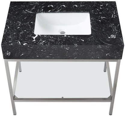 Marmo - Engineered Marble Bathroom Vanity With Chrome Base