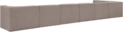 Rummi - Velvet Performance Fabric Upholstered 7 Piece Modular Sectional, L-Shaped (Right)