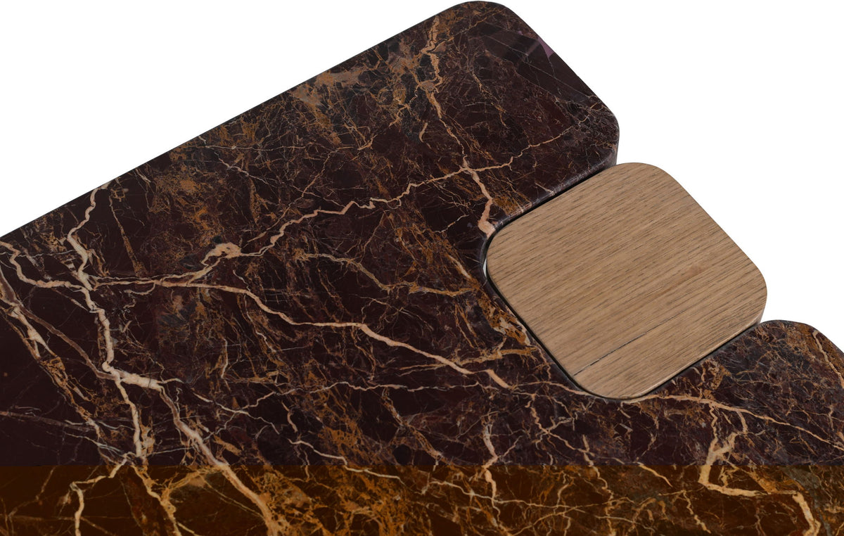Ravenna - Marble/Stone End Table - Burgundy