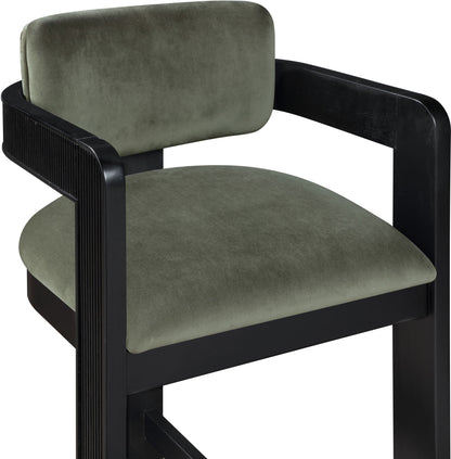 Sacha - Velvet Stool With Black Base