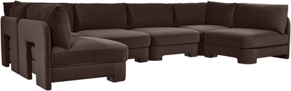 Hammond - Velvet Performance Fabric Upholstered 6 Piece U-Shaped Armless Sectional