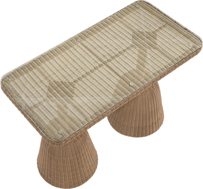 Seacrest - Tempered Glass Top And Wicker Outdoor Patio Bar Height Table