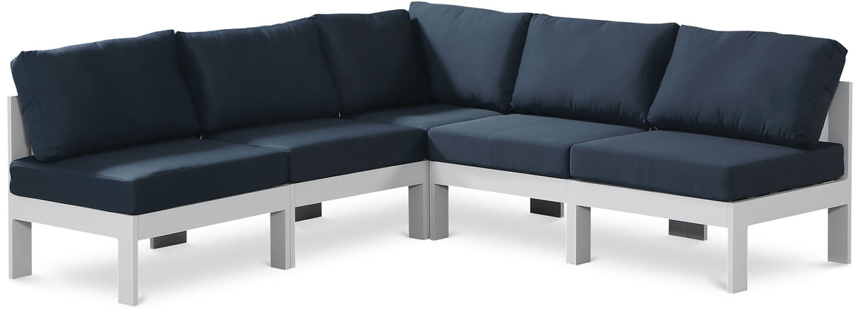 Nizuc - Outdoor Patio 5 Piece Modular Sectional With White Frame