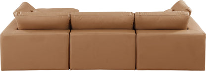 Comfy - 4 Piece Faux Leather Modular Sectional With Chaise