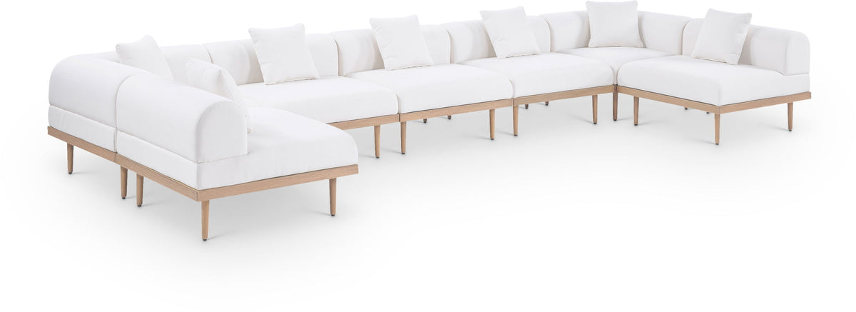 Laguna - 7 Piece Resilient Water Resistant Fabric 142" Upholstered Outdoor Patio Modular Sectional