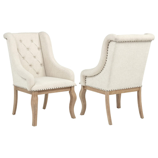 Brockway Upholstered Arm Chair Barley Brown (Set of 2)