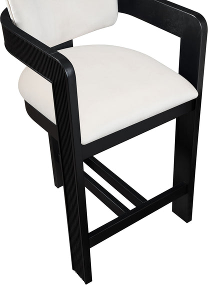 Sacha - Velvet Stool With Black Base
