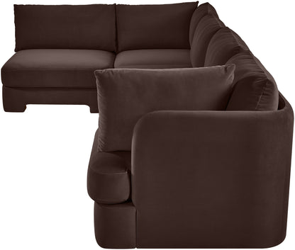 Hammond - Velvet Performance Fabric Upholstered 5 Piece L-Shaped Sectional