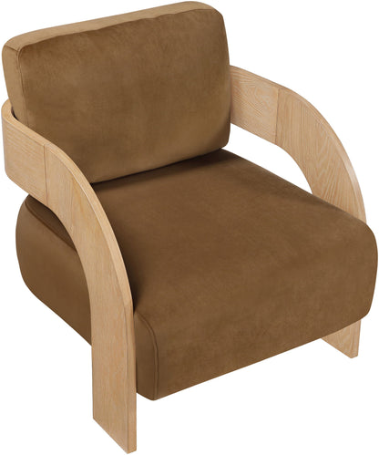 Cedra - Velvet Performance Fabric Upholstered Accent Chair - Natural Frame