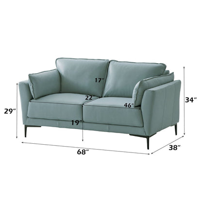 Mesut - Loveseat - Sage Green Top Grain Leather & Black