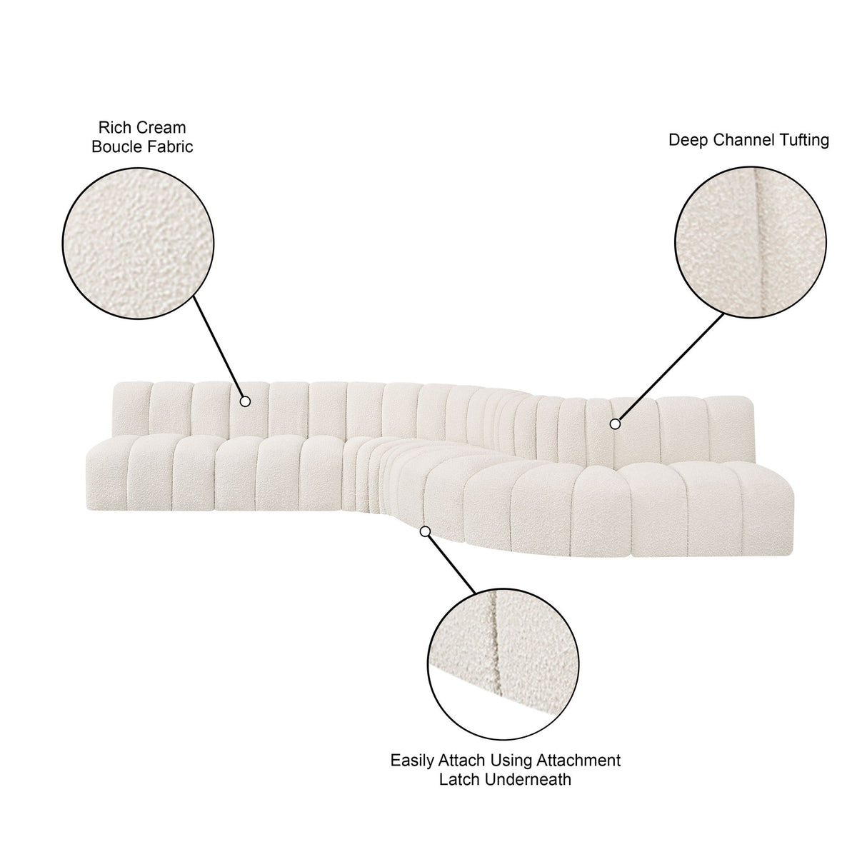 Arc - Boucle Fabric 7 Piece Modular Sofa