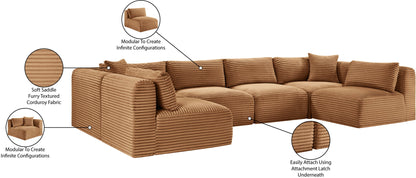 Shaggy - Fabric 6 Piece Modular U-Shaped Armless Sectional