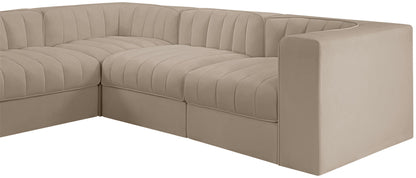 Rummi - Velvet Performance Fabric Upholstered 10 Piece Modular Sectional