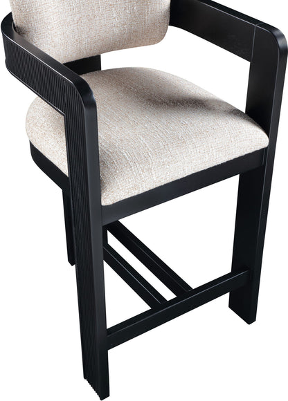 Sacha - Linen Stool With Black Base
