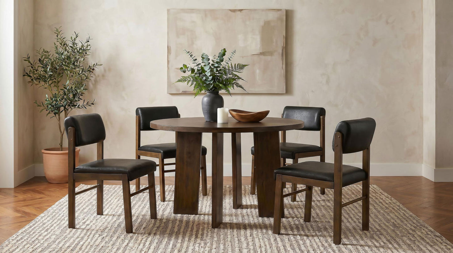 Strouse 5-piece Dining Set Black and Walnut